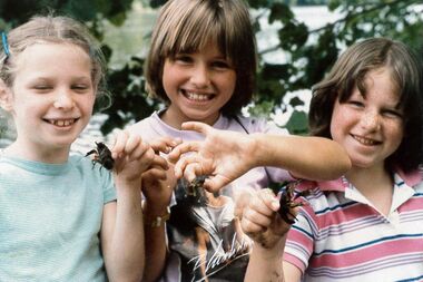 late 80s three girls with crawfish